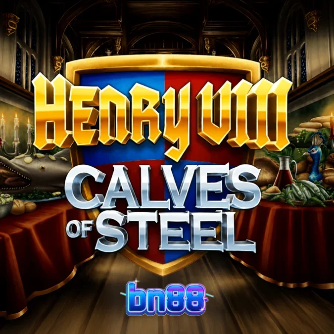 Henry 8th Calves of Steel স্লট গেমের একটি দৃশ্য যেখানে রাজকীয় থিম এবং জিম সরঞ্জামের সংমিশ্রণ দেখা যাচ্ছে।